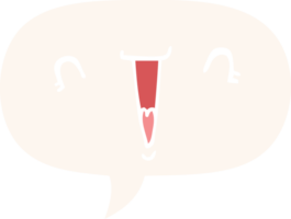 cute cartoon face with speech bubble in retro style png
