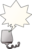 cartoon hard drive with speech bubble in smooth gradient style png