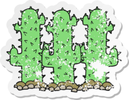 retro distressed sticker of a cartoon cactus png