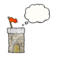mano dibujado pensamiento burbuja texturizado dibujos animados antiguo castillo torre png