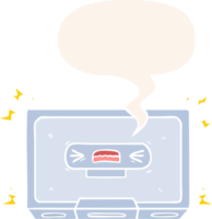 cartoon angry old cassette tape with speech bubble in retro style png