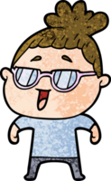 cartoon happy woman wearing spectacles png