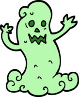 fantôme effrayant de dessin animé de style doodle dessiné à la main png