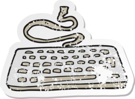 pegatina retro angustiada de un teclado de computadora de dibujos animados png