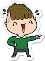 sticker of a cartoon happy boy surprised png