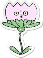 distressed sticker of a cute cartoon flower png