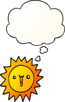 cartoon sun with thought bubble in smooth gradient style png