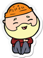 sticker of a cartoon happy bearded man png