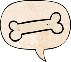 cartoon bone with speech bubble in retro texture style png