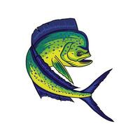 Mahi mahi dorado pescar ilustración logo imagen t camisa vector