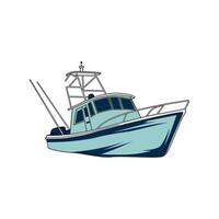 barco pescar ilustración logo imagen t camisa vector