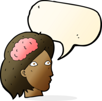 cartoon female head with brain symbol with speech bubble png