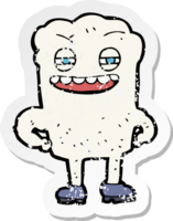 retro distressed sticker of a cartoon happy tooth png