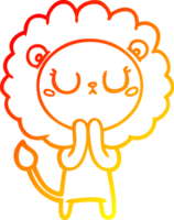 warm gradient line drawing of a cartoon lion png