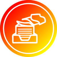 office paper stack circular icon with warm gradient finish png