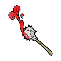 hand textured cartoon bloody medieval mace png