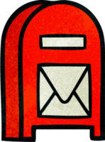 retro grunge structuur tekenfilm van een mail doos png