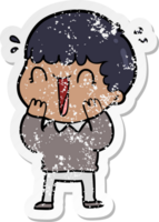 distressed sticker of a laughing cartoon man png