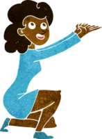 cartoon woman presentation gesture png