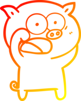 warm gradient line drawing of a cartoon pig shouting png