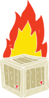 flat color illustration of burning crate png