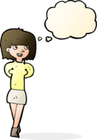 cartoon happy woman with thought bubble png