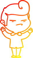 warm gradient line drawing of a cartoon cool guy with fashion hair cut png