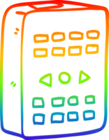 rainbow gradient line drawing of a cartoon old remote control png