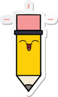 sticker of a cute cartoon pencil png