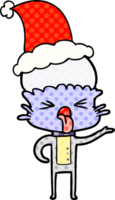 disgustato mano disegnato comico libro stile illustrazione di un' alieno indossare Santa cappello png