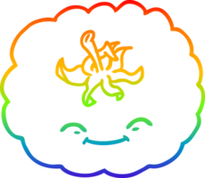 rainbow gradient line drawing of a cartoon tomato png