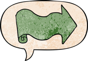 cartoon arrow with speech bubble in retro texture style png