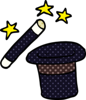 cartoon doodle magicians hat and wand png