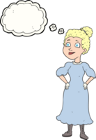 hand drawn thought bubble cartoon victorian woman in dress png