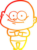 warm gradient line drawing of a cartoon bald man staring png