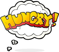 hand drawn thought bubble cartoon hungry text png