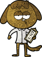 cachorro entediado de desenho animado em roupas de escritório png