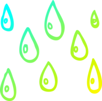 cold gradient line drawing of a cartoon raindrops png