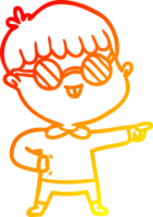 warm gradient line drawing of a cartoon boy wearing spectacles png