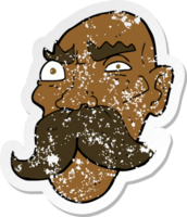 retro distressed sticker of a cartoon angry old man png