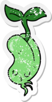 distressed sticker of a cartoon sprouting bean png