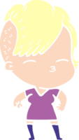 flat color style cartoon squinting girl png