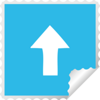 square peeling sticker cartoon of a pointing arrow png