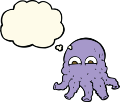 cartoon alien squid face with thought bubble png