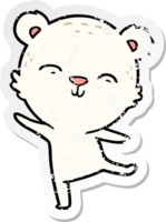 adesivo angosciato di un orso polare cartone animato felice che balla png