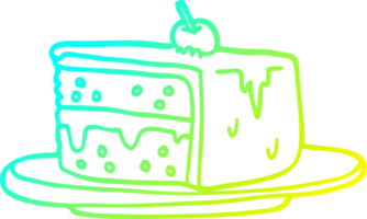 cold gradient line drawing of a cartoon slice of cake png