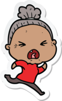 sticker of a cartoon angry old woman png