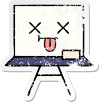 distressed sticker of a cute cartoon white board png