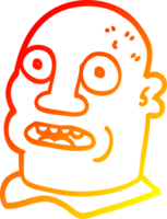 warm gradient line drawing of a cartoon head man png