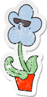 beunruhigter Aufkleber einer coolen Cartoonblume png